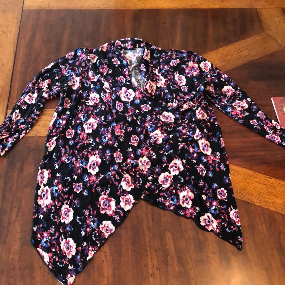 Floral High-Low Cardigan